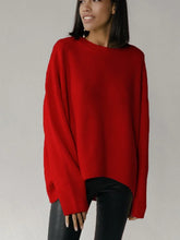 2025 Women's Sweaters Red Trends Winter Autumn Knitwear O Neck Pullovers Solid Basic Ladies Jumper Loose Sweater Warm Tops